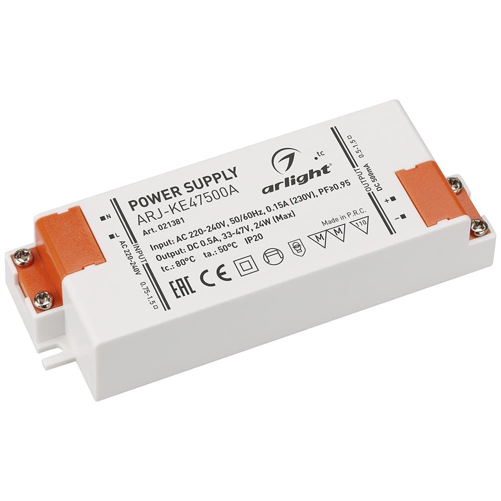 Arlight Блок питания ARJ-KE47500A (24W, 500mA, PFC) (IP20 Пластик, 5 лет) 021381 — миниатюра 1