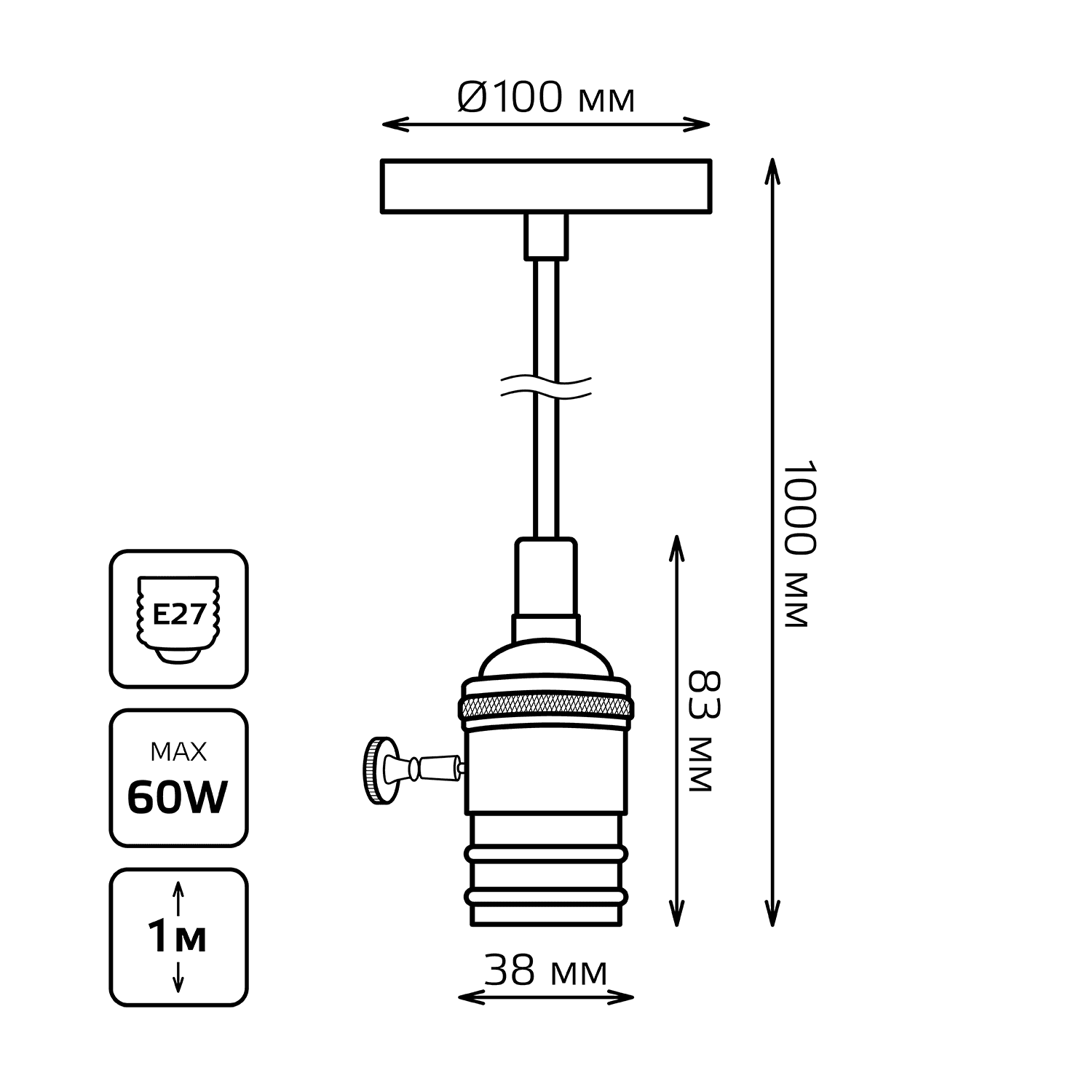 Gauss Светильник подвесной Decor PL043 медный E27, 1 м, 1/40 — миниатюра 6