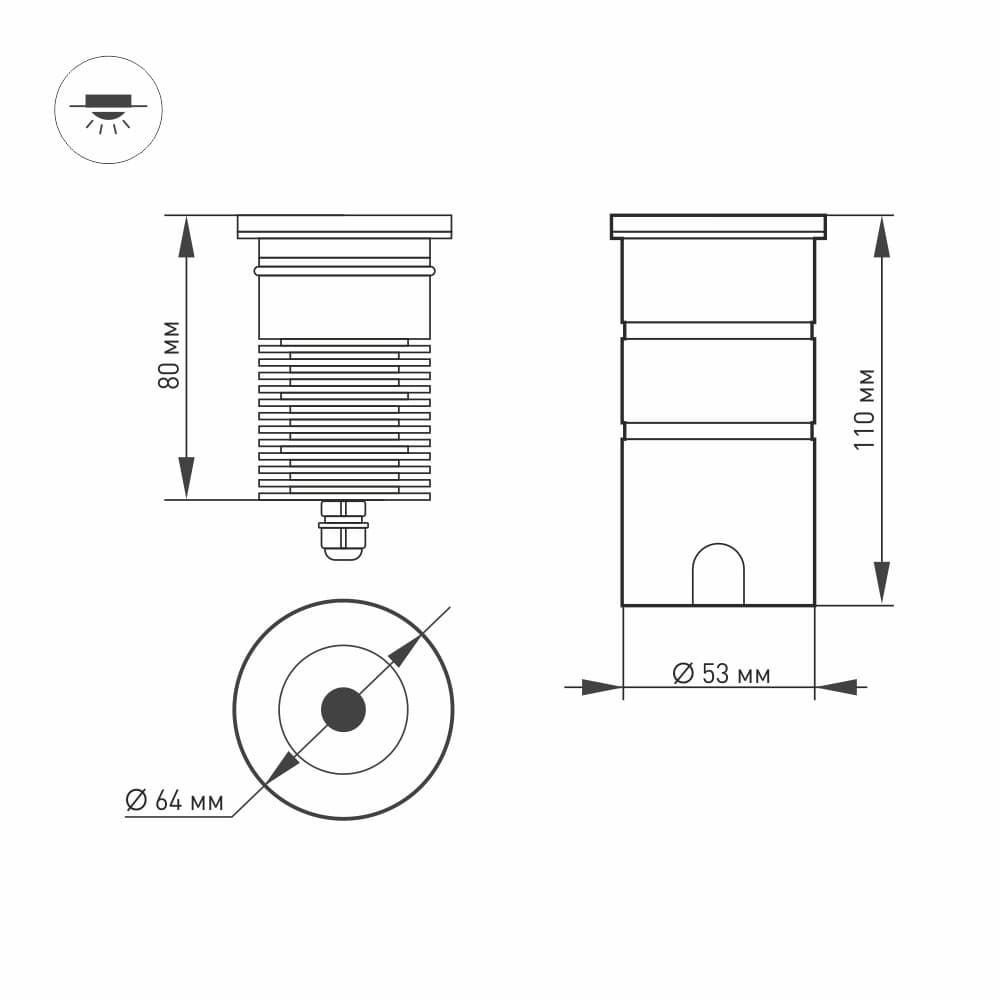 Arlight Светильник LTD-GROUND-R65-6W Warm3000 (SL, 24 deg, 230V) (IP67 Металл, 3 года) 026449 — миниатюра 4