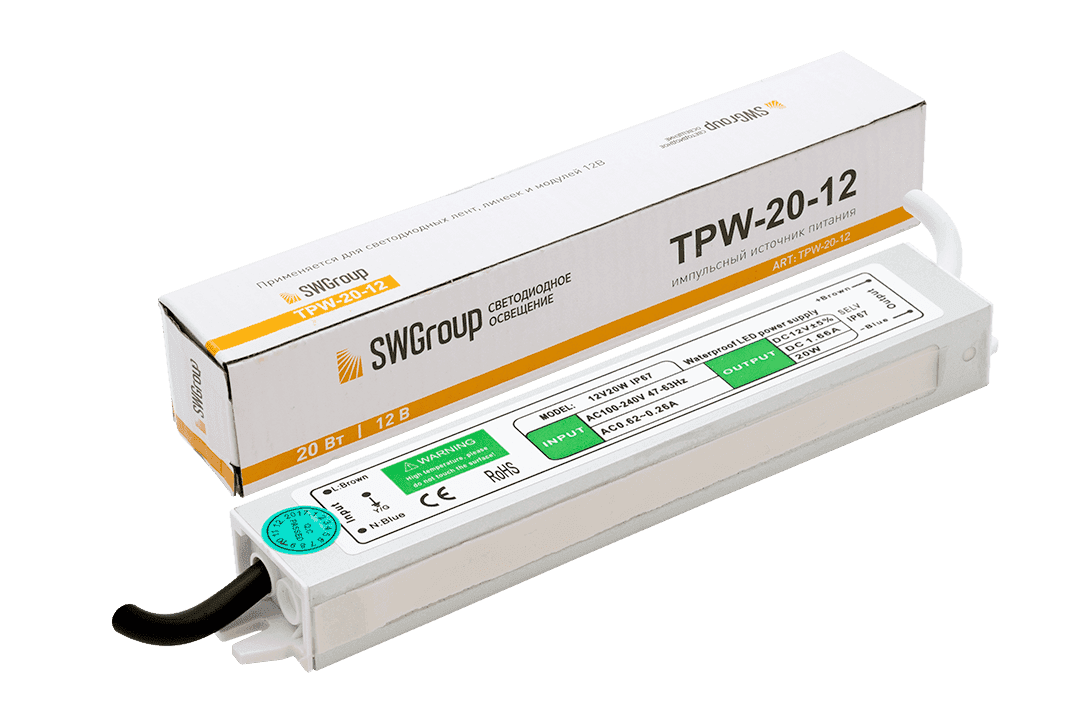 SWG Al блок питания TPW, 20W влагозащитный, 12V TPW-20-12