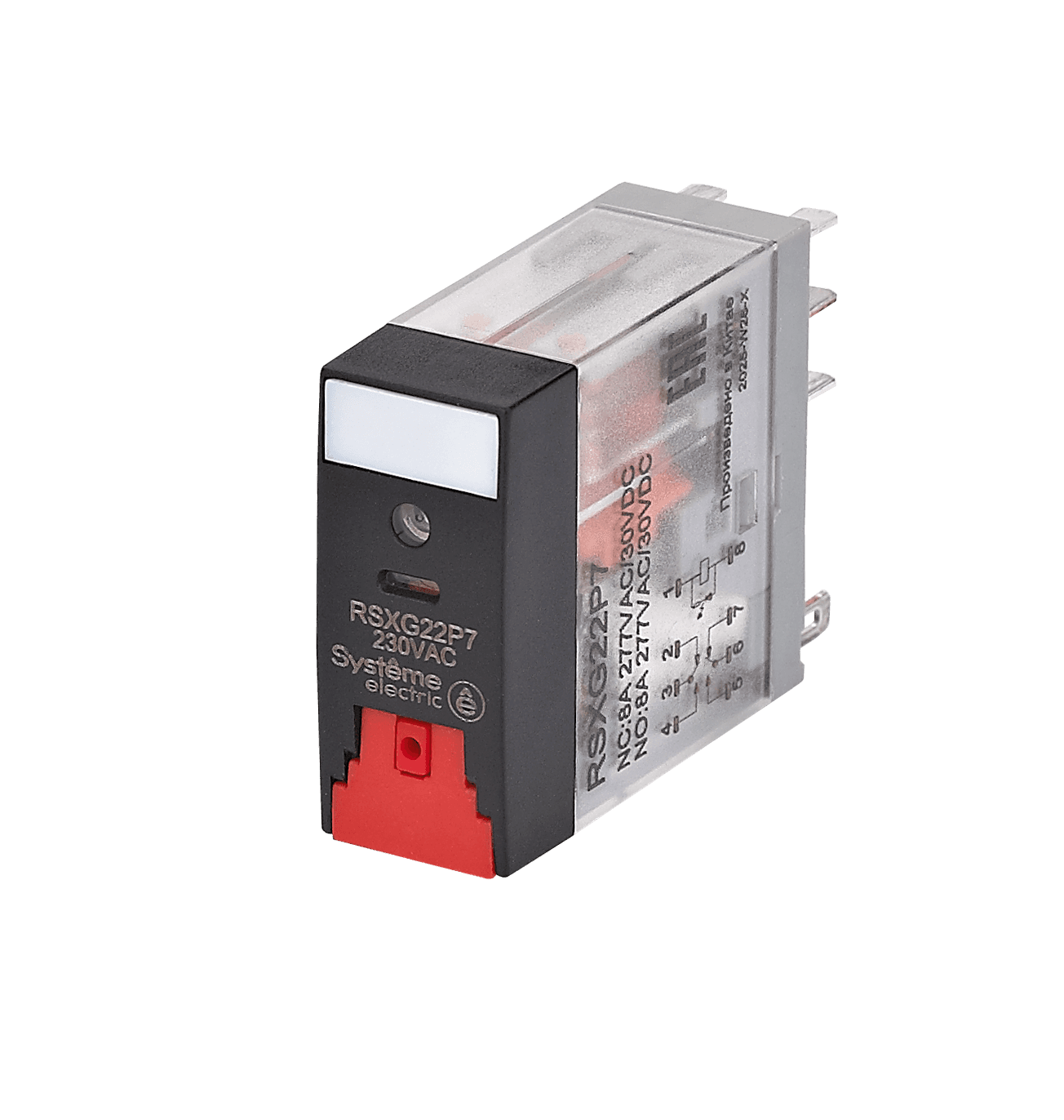 Systeme Electric Реле 8A 2CO 230VAC тест кнопка LED