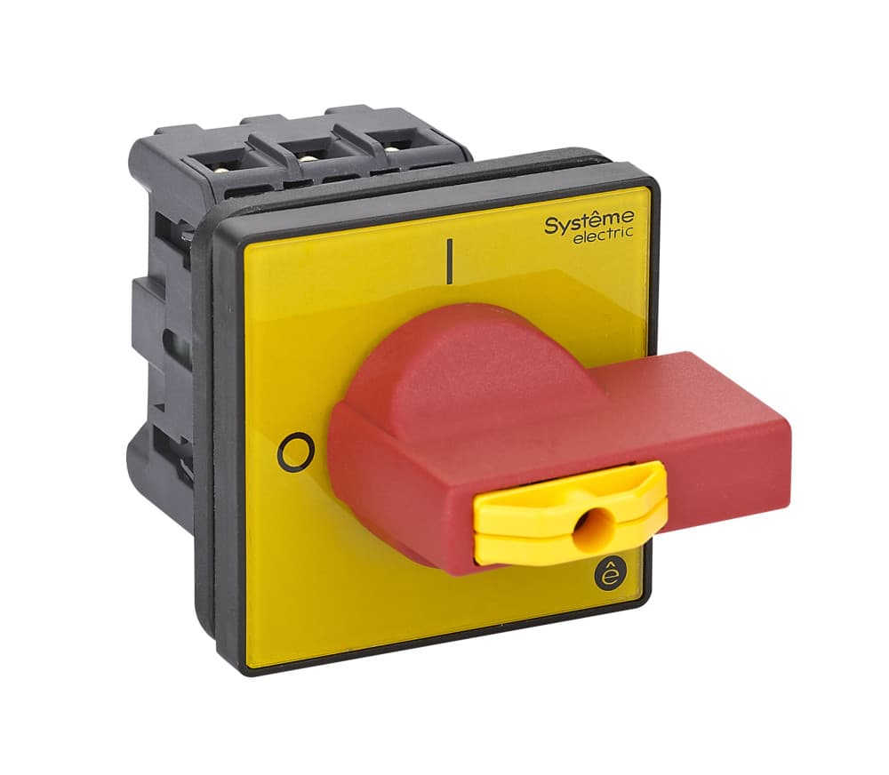 Systeme Electric Выключатель-разъединитель 3P 32A IP20 с красной рукояткой на дверцу 4 винта 1 замок