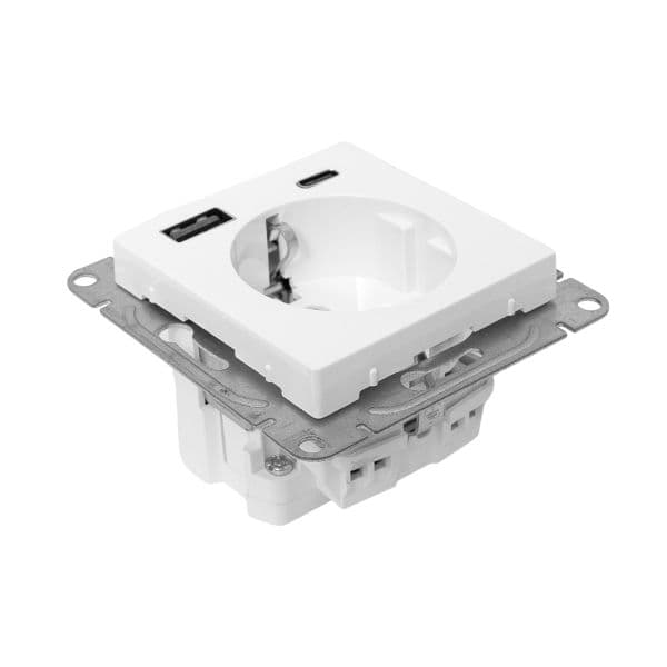 EKF Механизм розетки с USB-A+С - 2шт, 16А, с заземлением, со шторками, алюминий Эпика — миниатюра 11