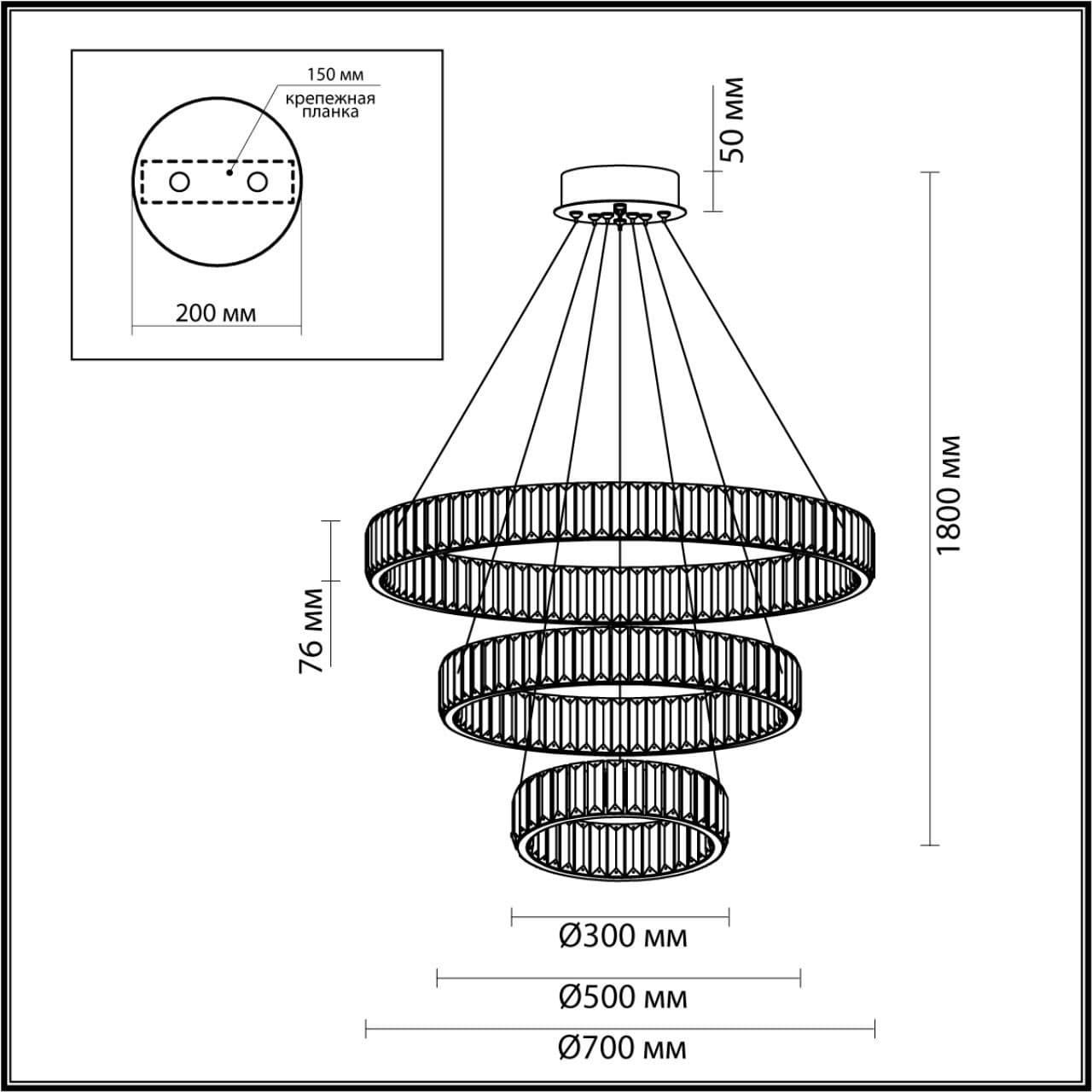 Odeon Light 5015/88L L-VISION ODL23 427 золотой/прозрачный металл/хрусталь Люстра LED 88W 4000K 10200Лм VEKIA — миниатюра 2