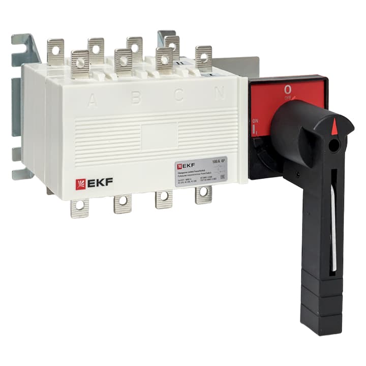 EKF PowerSwitch Рубильник-переключатель 100A 4P c рукояткой управления для прямой установки