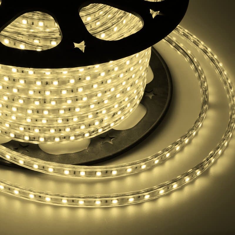 REXANT LED лента 220В, 10*7 мм, IP65, SMD 2835, 60 LED/m Тепло-белая, бухта 100 м 142-606