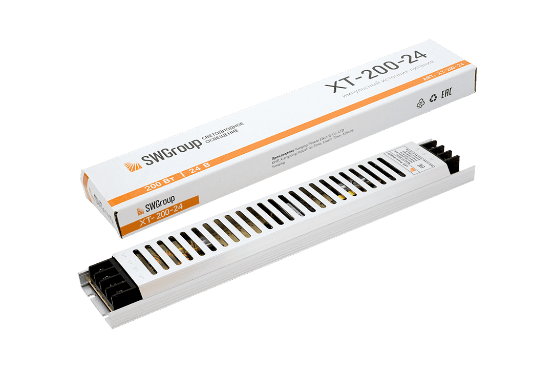 SWG Ультратонкий блок питания в металлическом корпусе, IP20, 200W, 24V XT-200-24