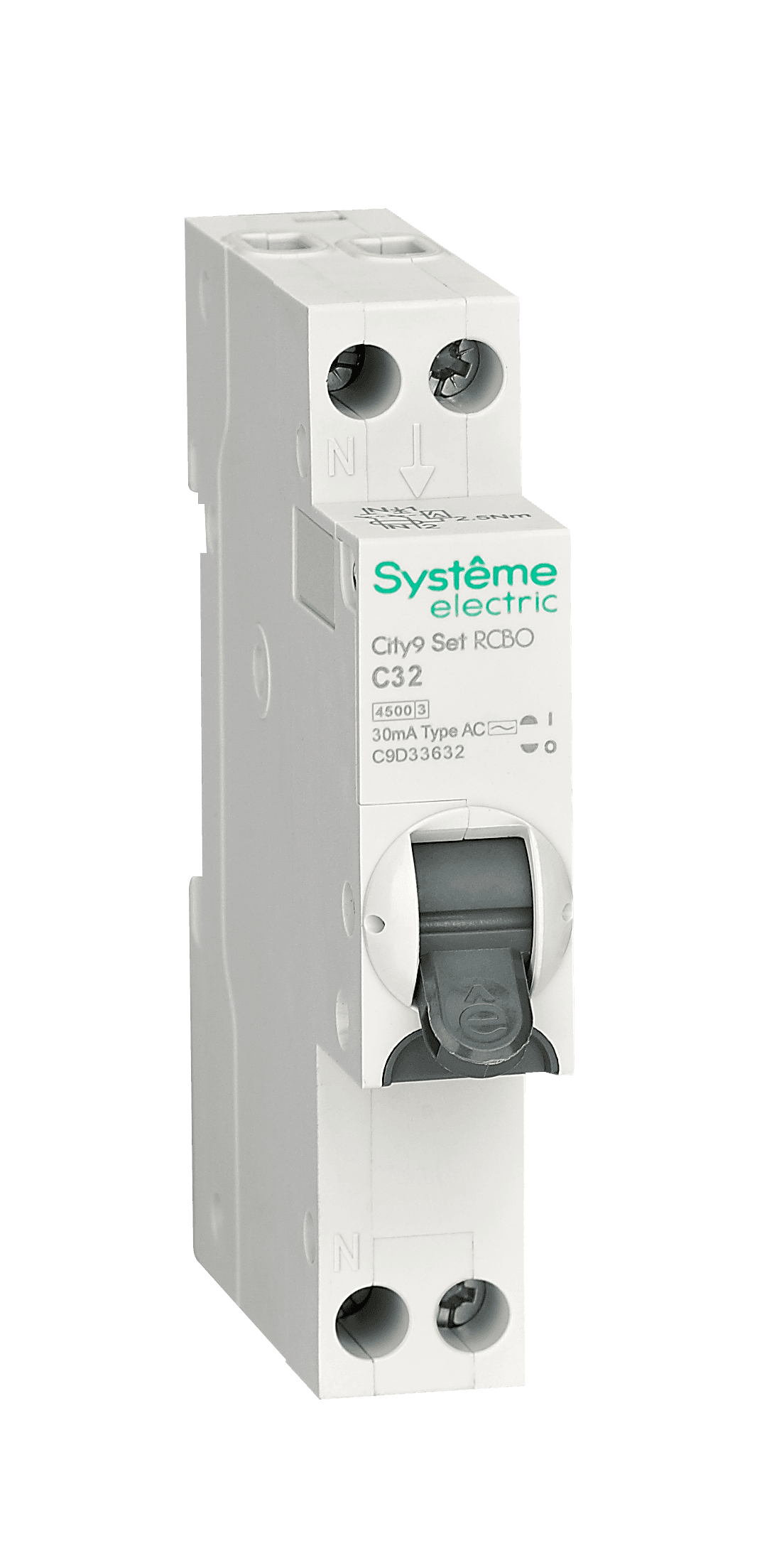 Systeme Electric City9 АВДТ 1П+Н C32 4500A 30мА AC 18мм
