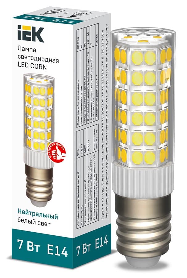 IEK Лампа LED CORN капсула 7Вт 230В 4000К керамика E14