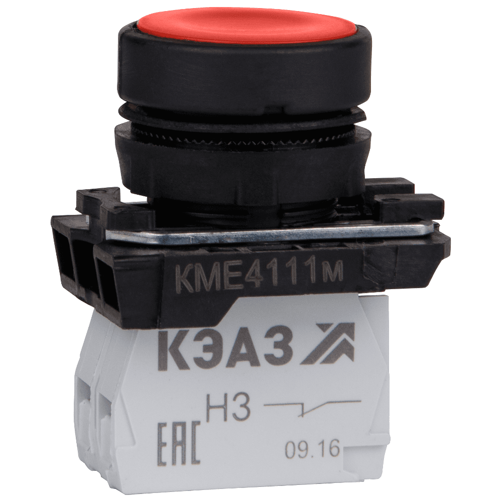 КЭАЗ Кнопка КМЕ4501м-красный-0но+1нз-цилиндр-IP54