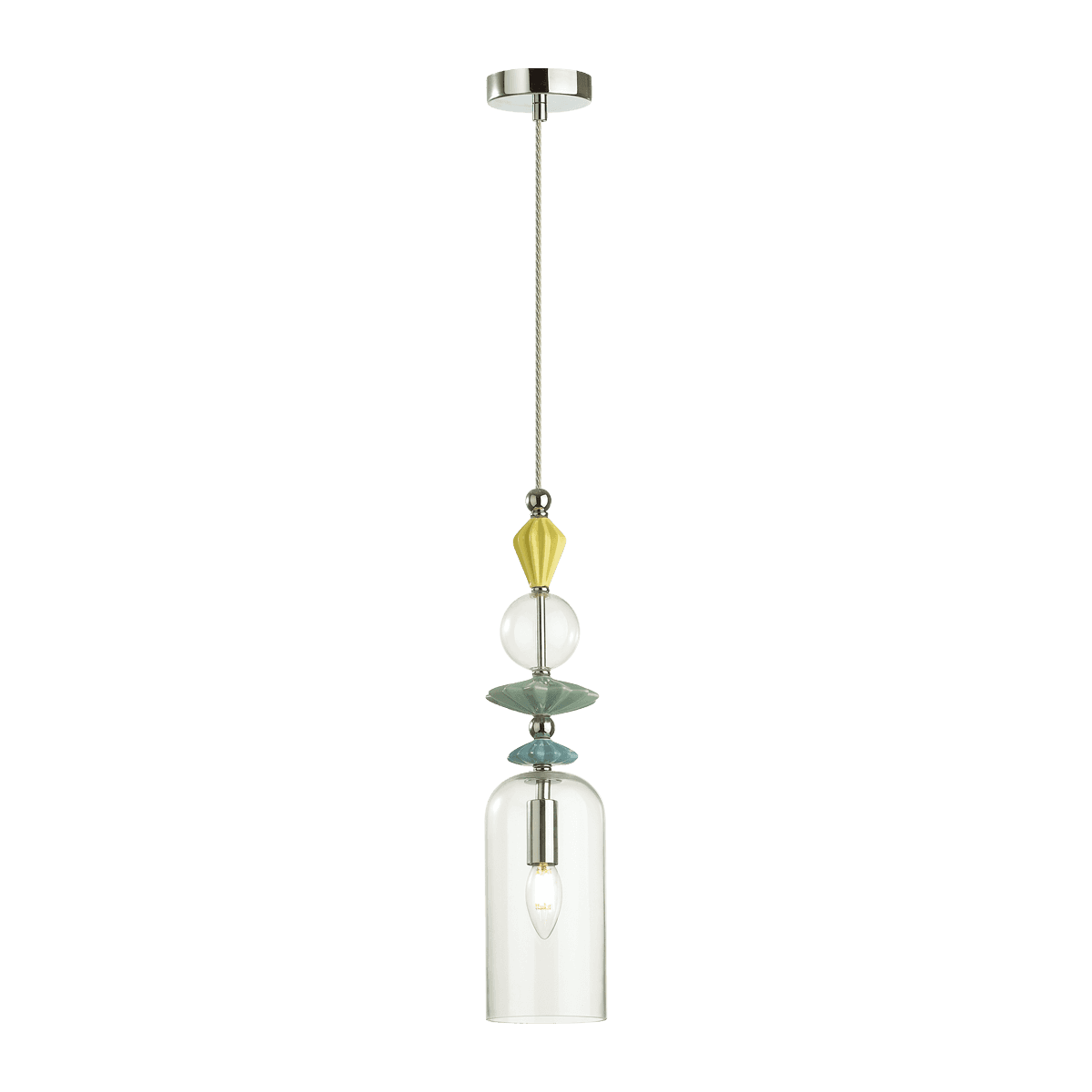 Odeon Light 4893/1 CLASSIC ODL_EX22 35 хром/раноцветн./керамика/стекло Подвес E14 1*40W 4893/1 BIZET — миниатюра 2