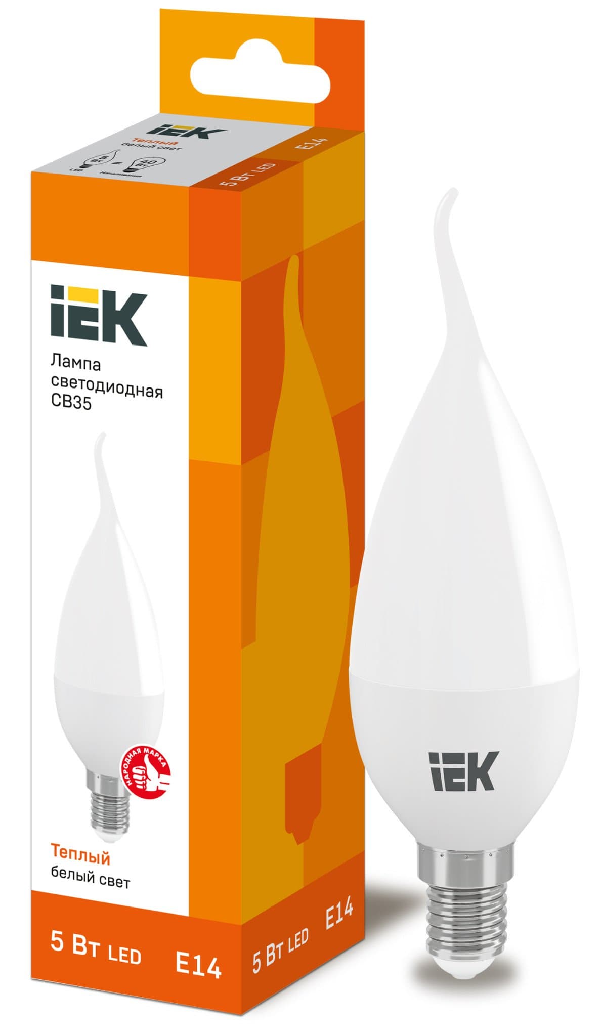 IEK Лампа светодиодная ECO CB35 свеча на ветру 5Вт 230В 3000К E14 — миниатюра 1