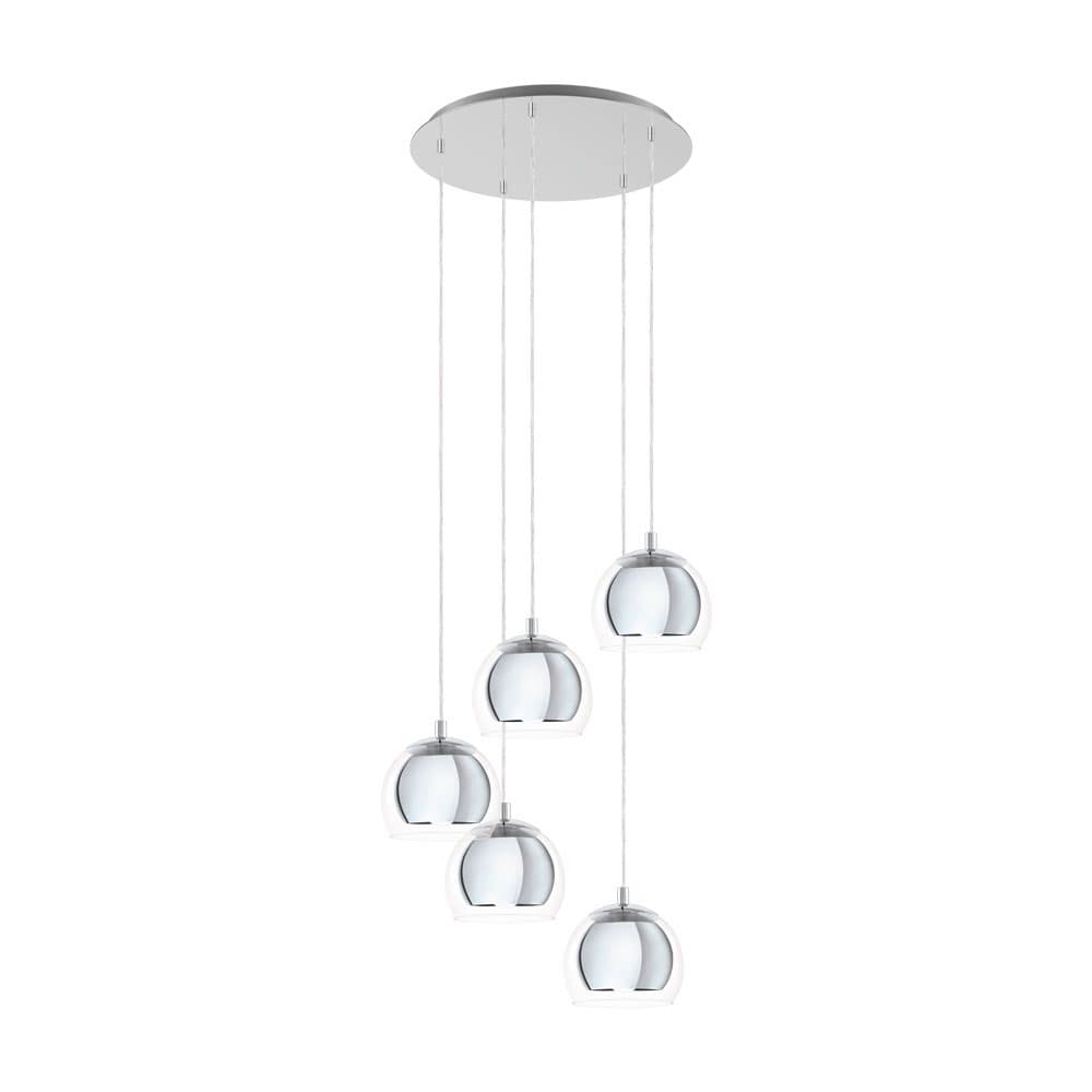 Eglo 98596 Подвес ROCAMAR 1, 5х28W (E27), 585, H1500, сталь, хром/стекло, прозрачный