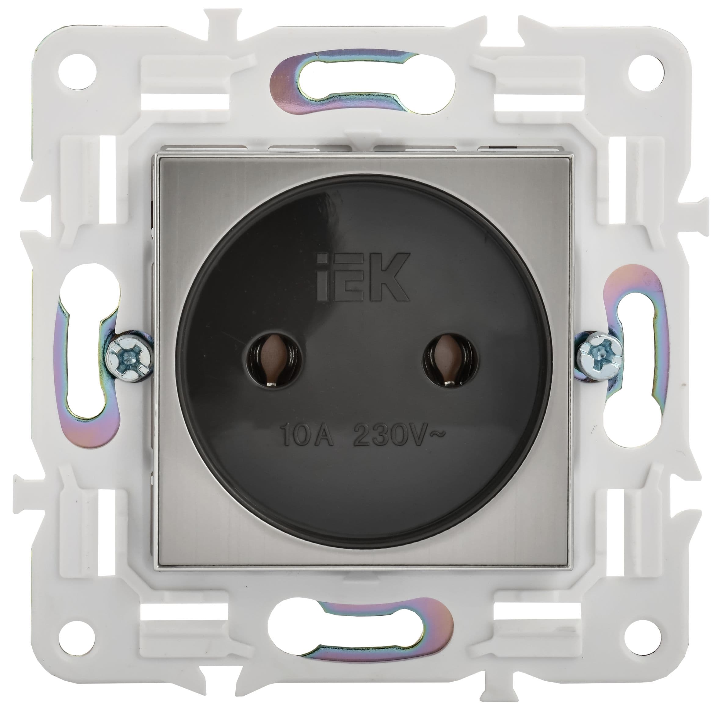 IEK SKANDY Никель Розетка б/з 10А SK-R02N — миниатюра 2