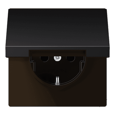 JUNG LS 990 Dark Розетка с/з с крышкой безвинт. зажим AL1520KLD