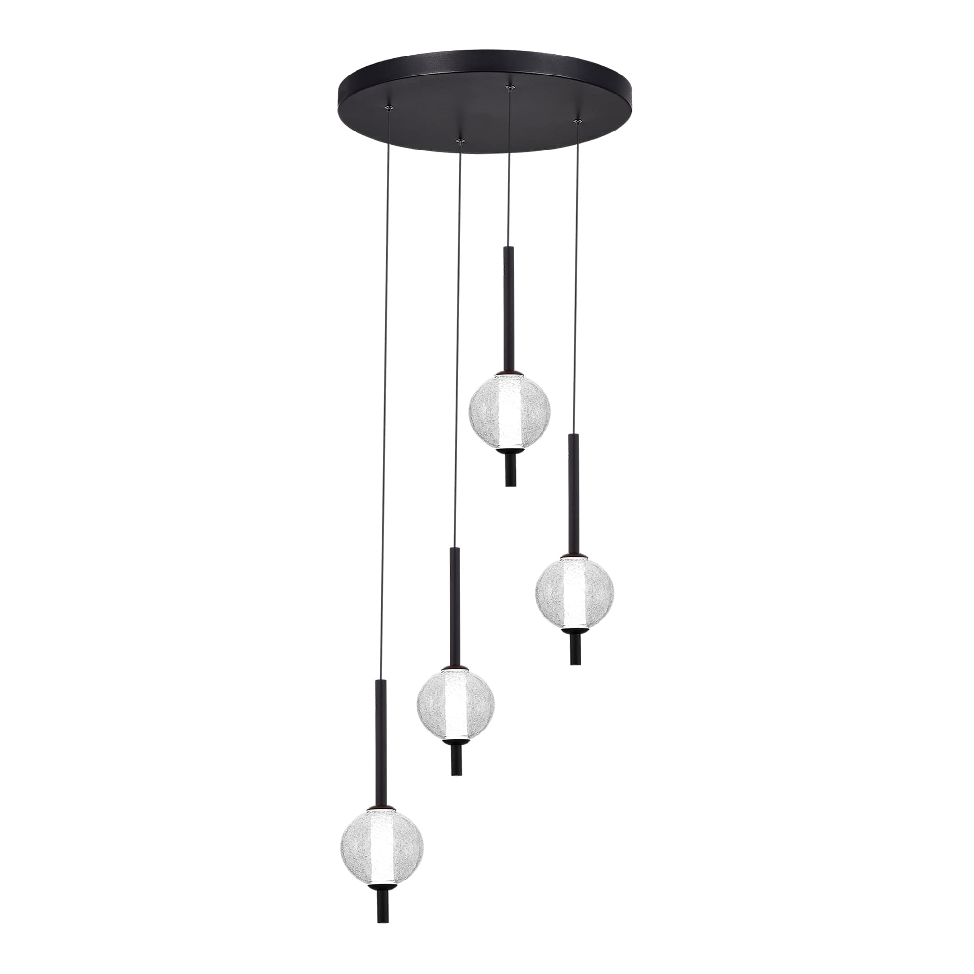 ST LUCE SL6120.403.04 Светильник подвесной Черный/Прозрачное кракелированное стекло LED 4*8,5W 3000K
