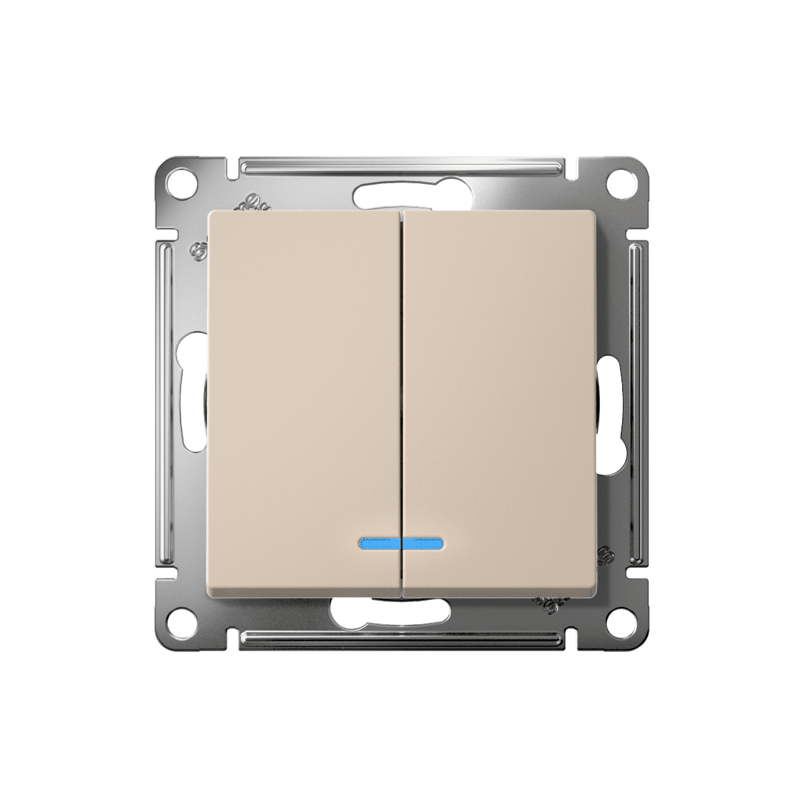 Systeme Electric AtlasDesign Песочный Выключатель 2-клавишный с подсвет.,сх.5а, 10АХ,мех., быстрозажим. клем. — миниатюра 4