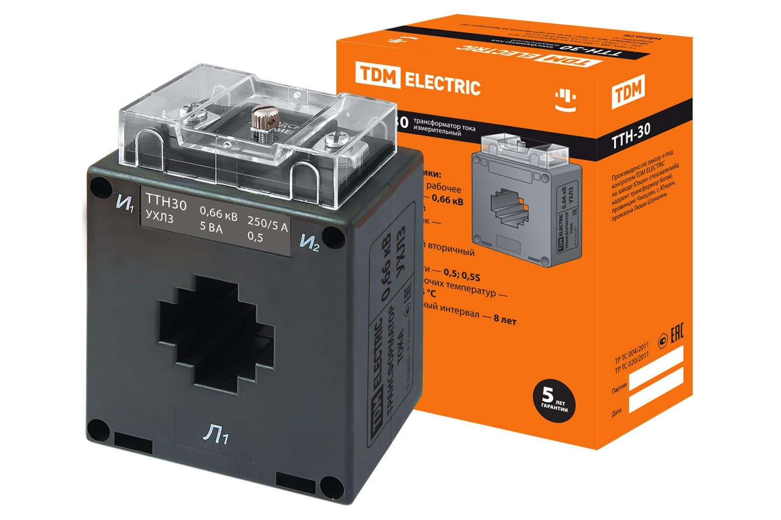 TDM Трансформатор тока измерительный ТТН  30/250/5- 5VA/0,5-Р SQ1101-1081