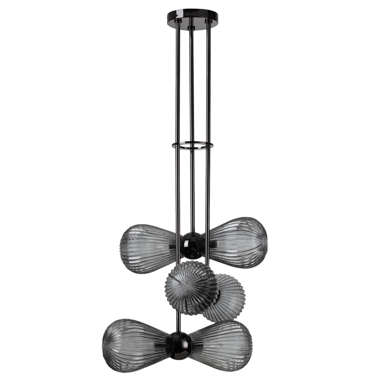 Odeon Light 5417/6 MODERN ODL_EX23 17 черный хром/дымчатый/металл/стекло Подвес E14 6*40W ELICA — миниатюра 1
