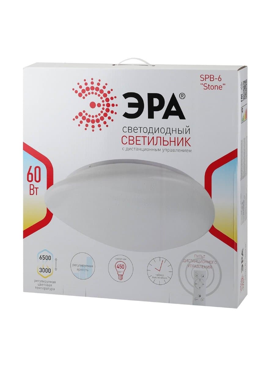 ЭРА SPB-6 "Stone" 60 Светодиодный светильник 60Вт 3000-6500К 4800 Лм с пультом ДУ 560x510x107 мм — миниатюра 1