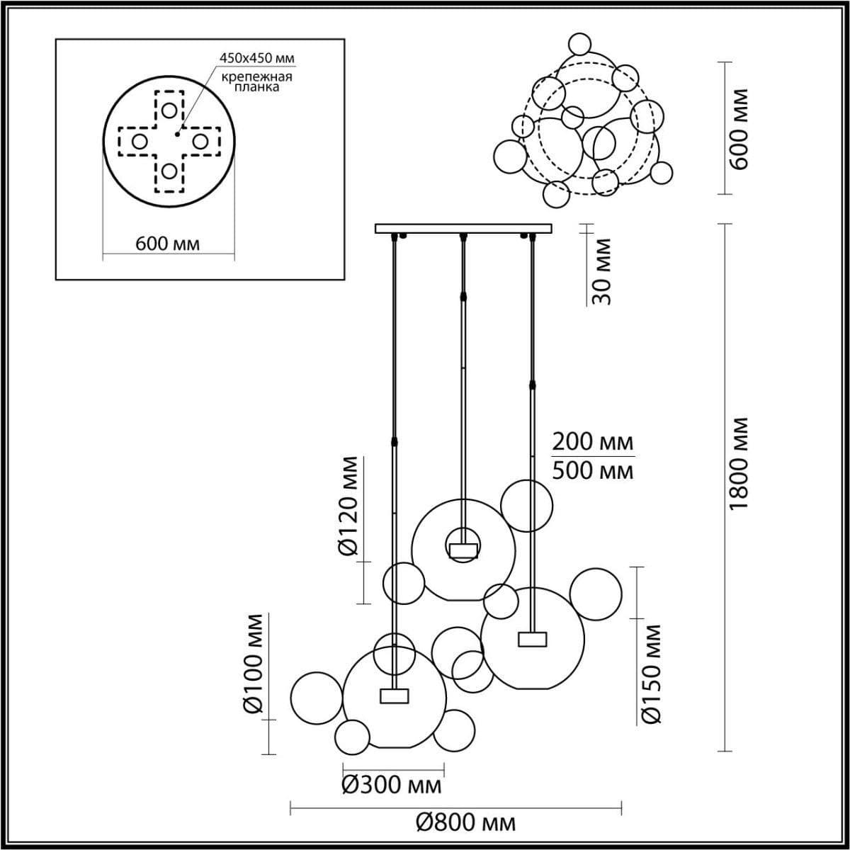Odeon Light 4802/36LA L-VISION (В 3-Х КОРОБКАХ) ODL22 267 хром/прозрачный/стекло Люстра LED 36W 4000K BUBBLES — миниатюра 3