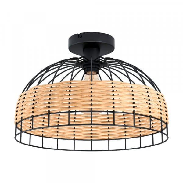 Eglo 43398 Потолочный светильник ANWICK, 1x60W(E27), 380, H265, сталь, черный/ротанг, натуральный — миниатюра 1