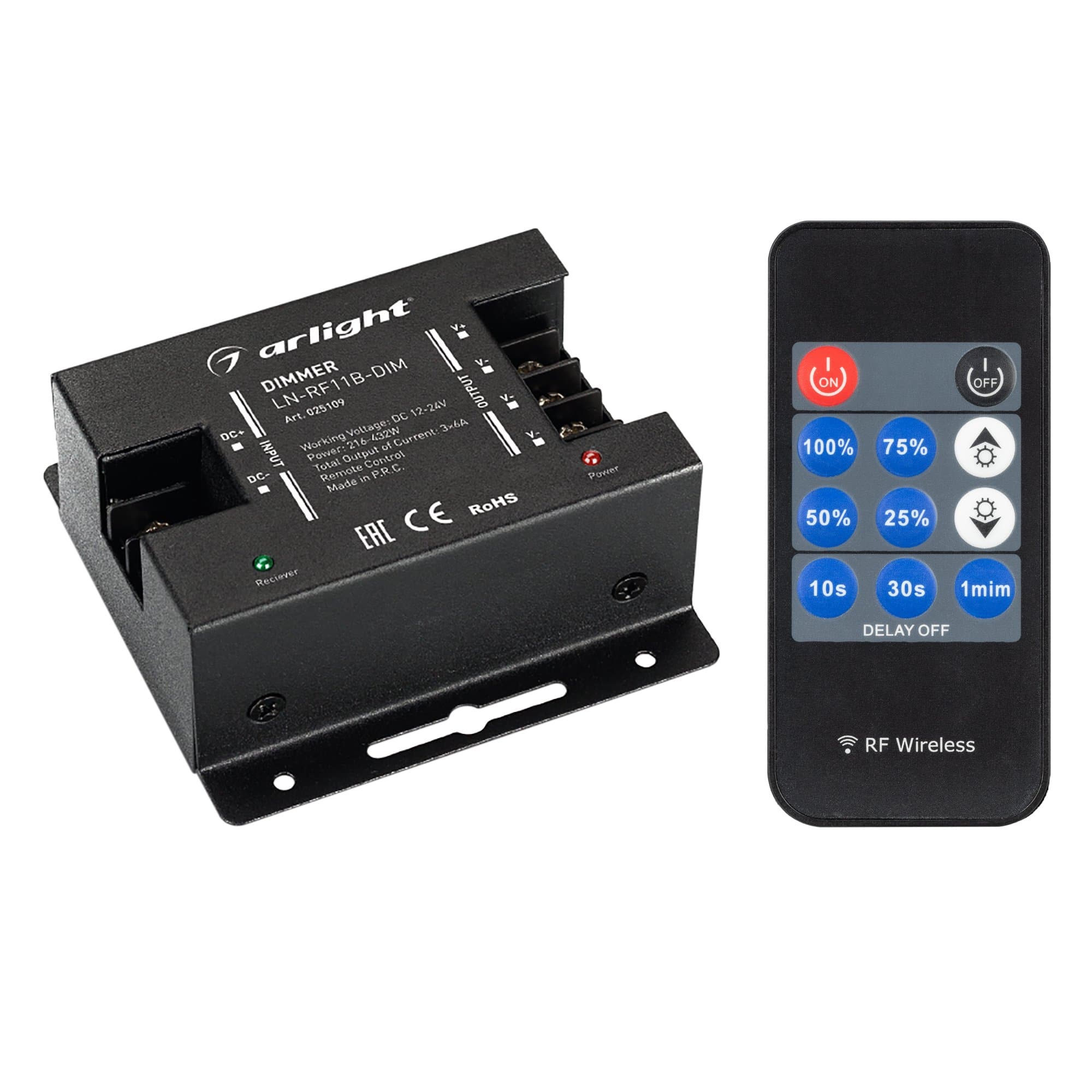 Arlight Диммер LN-RF11B-DIM (12-24V, 3x6A, ПДУ Карта 11 кн) (IP20 Металл, 1 год) 025109 — миниатюра 1