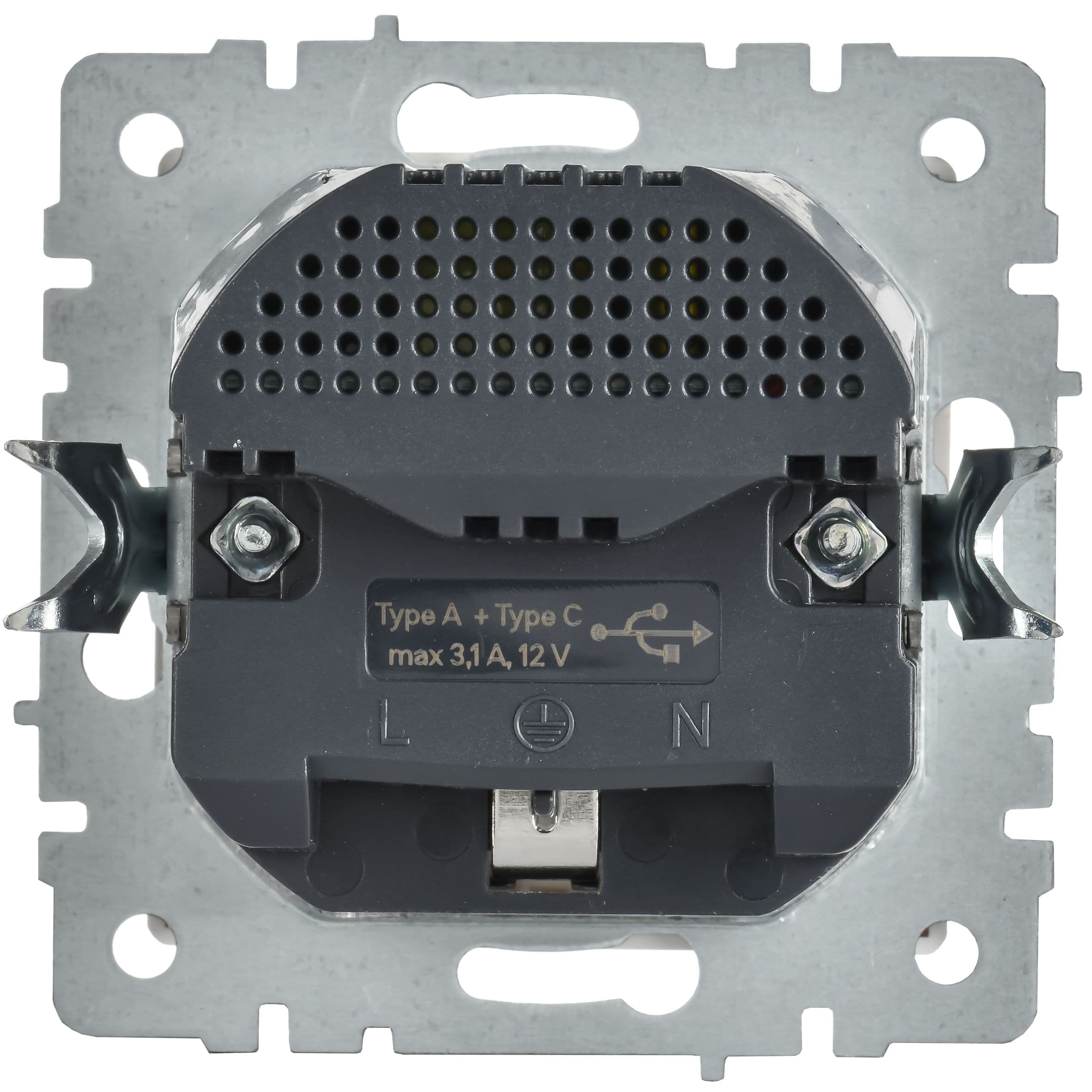 IEK BRITE Роз. с з/к/ш 16А с USB A+C 18Вт РЮш11-1-БрАБ а/б — миниатюра 3