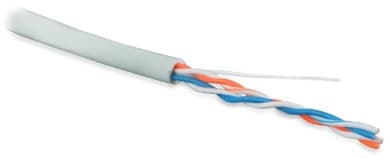Hyperline UUTP2-C5-S24-IN-PVC-GY-500 (500 м) Кабель витая пара, неэкранированная U/UTP, категория 5, 2 пары (24 AWG), одножильный (solid), PVC, -20°C 42053