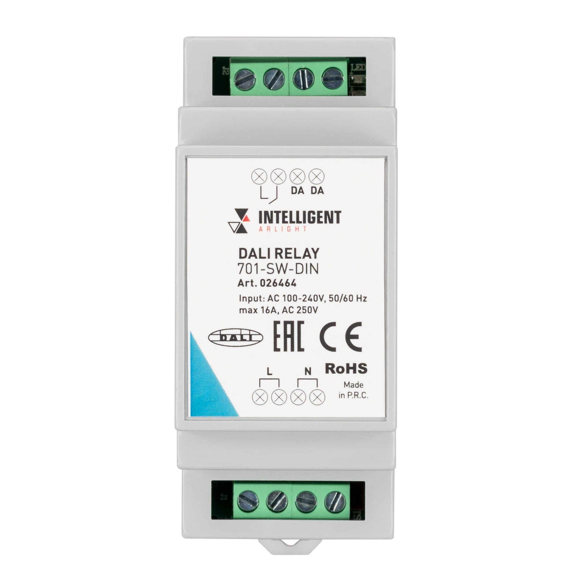 Arlight INTELLIGENT Релейный модуль DALI-701-SW-DIN (BUS, 16A) (INTELLIGENT DIN-рейка) 026464 — миниатюра 3