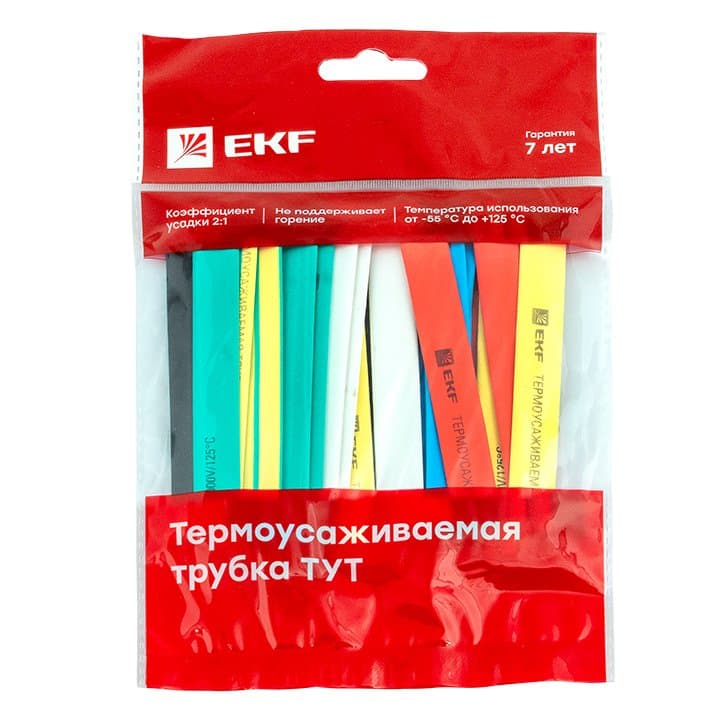 EKF PROxima Термоусаживаемая трубка ТУТ нг 12/6 набор:7 цветов по 3шт. 100мм. — миниатюра 2