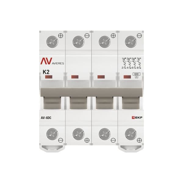 EKF Выключатель автоматический AV-6 DC 4P 2A (K) 6kA AVERES — миниатюра 4