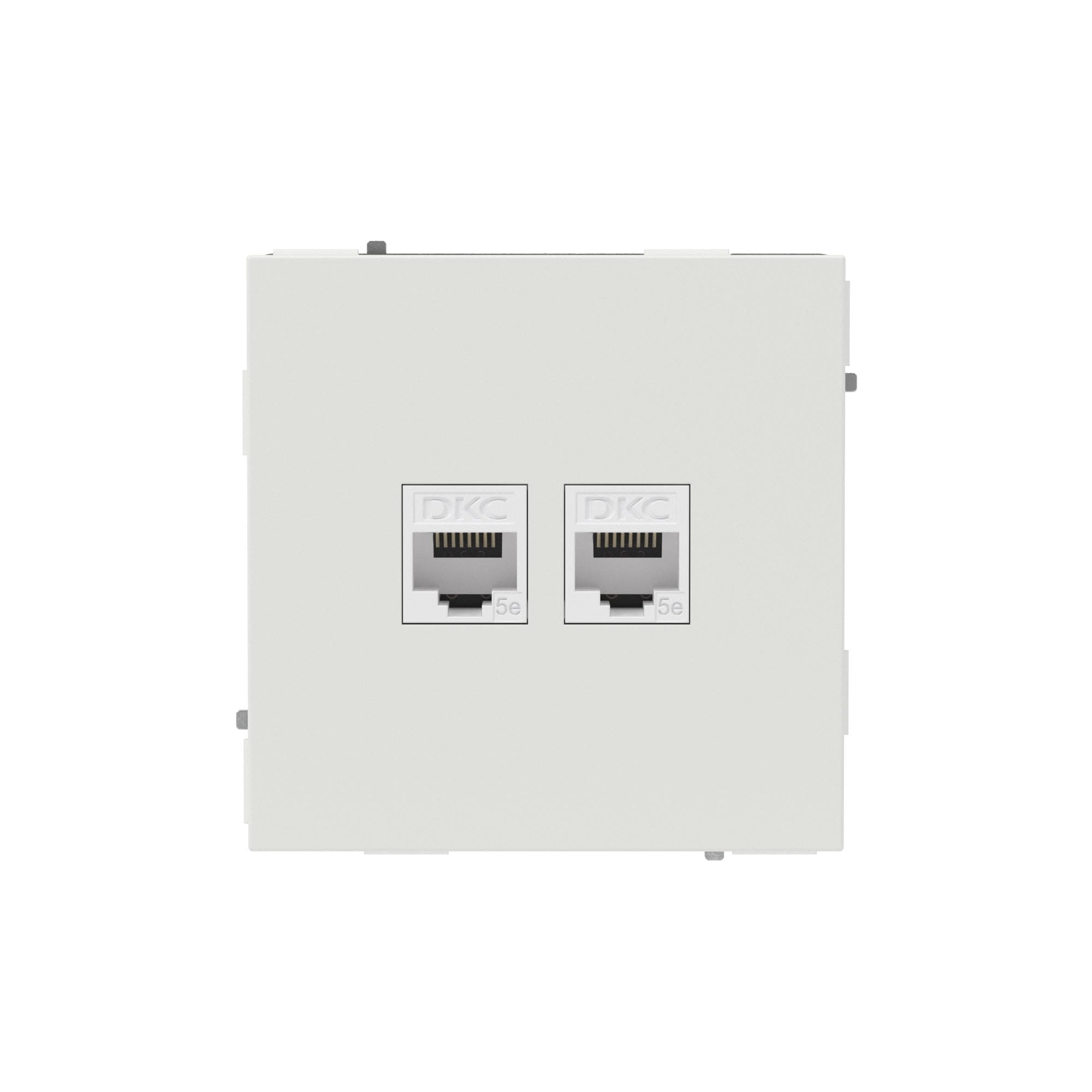DKC KANT Компьютерная розетка RJ-45 без шторки, кат.5е двойная, белый песок