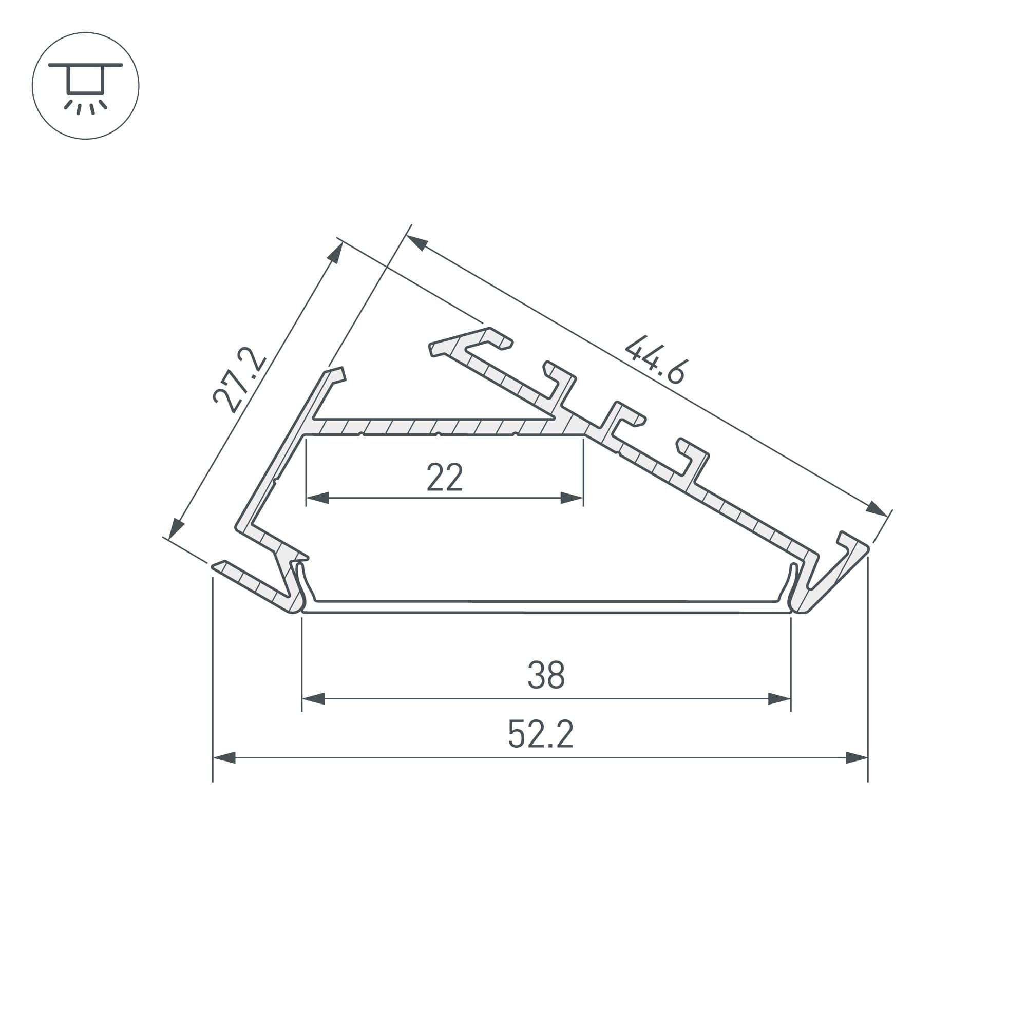 Arlight Профиль KLUS-P45.30-2000 ANOD (Алюминий) 025469 — миниатюра 2