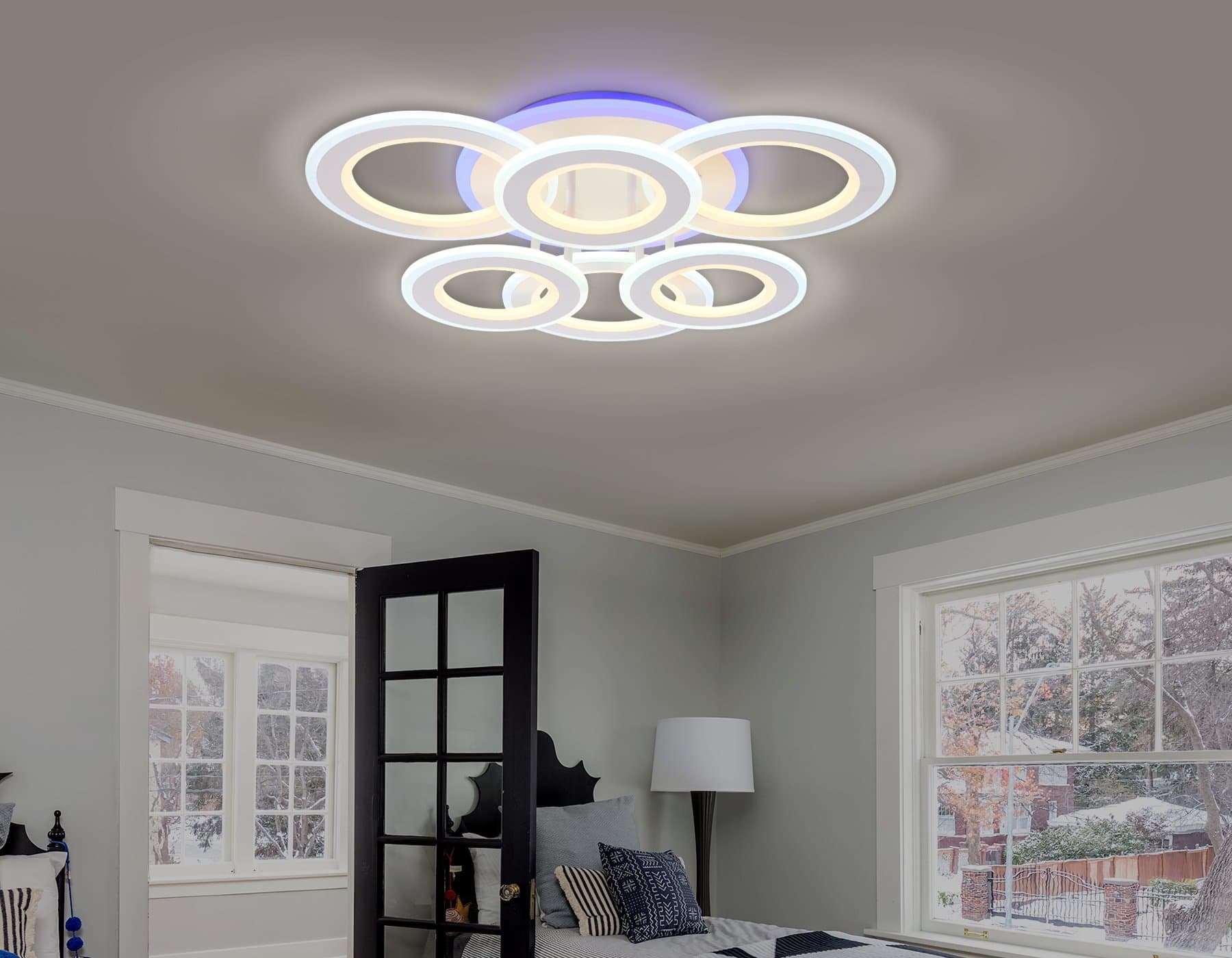 Ambrella Потолочный светодиодный светильник с пультом FA8805 WH белый 174W 550*550*130 (ПДУ РАДИО 2.4) — миниатюра 5