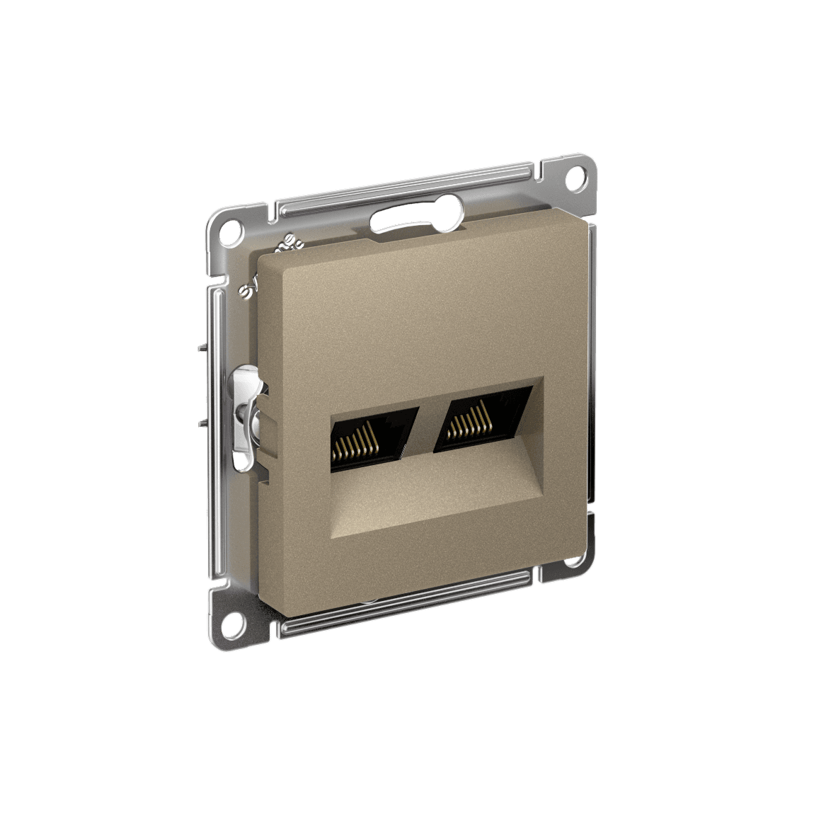 Systeme Electric ATLASDESIGN шампань розетка двойная компьютерная RJ45+RJ45 кат. 6А, механизм
