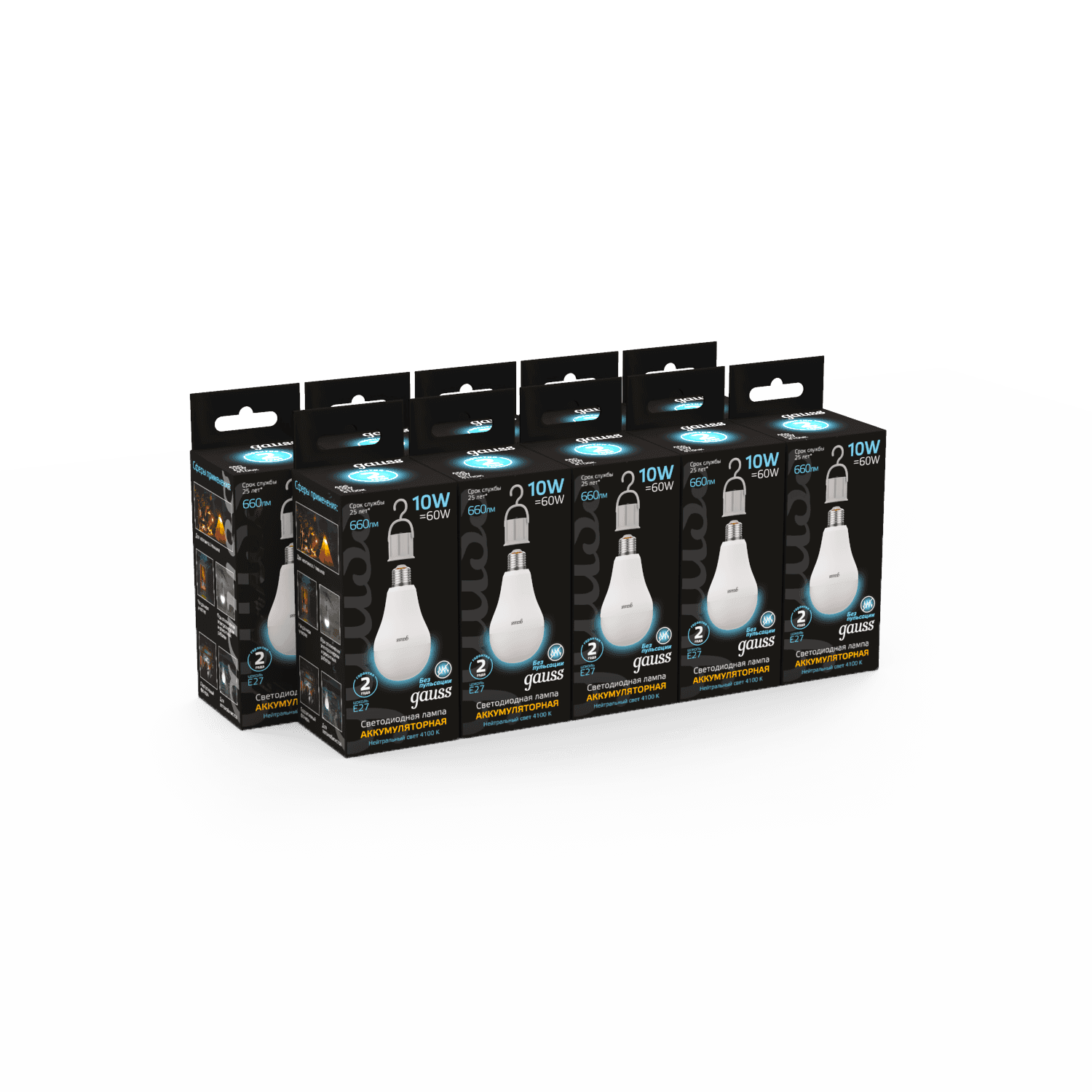Gauss Лампа A60 10W 660lm 4100K E27 с Li-Ion аккумулятором LED 102402200 — миниатюра 2