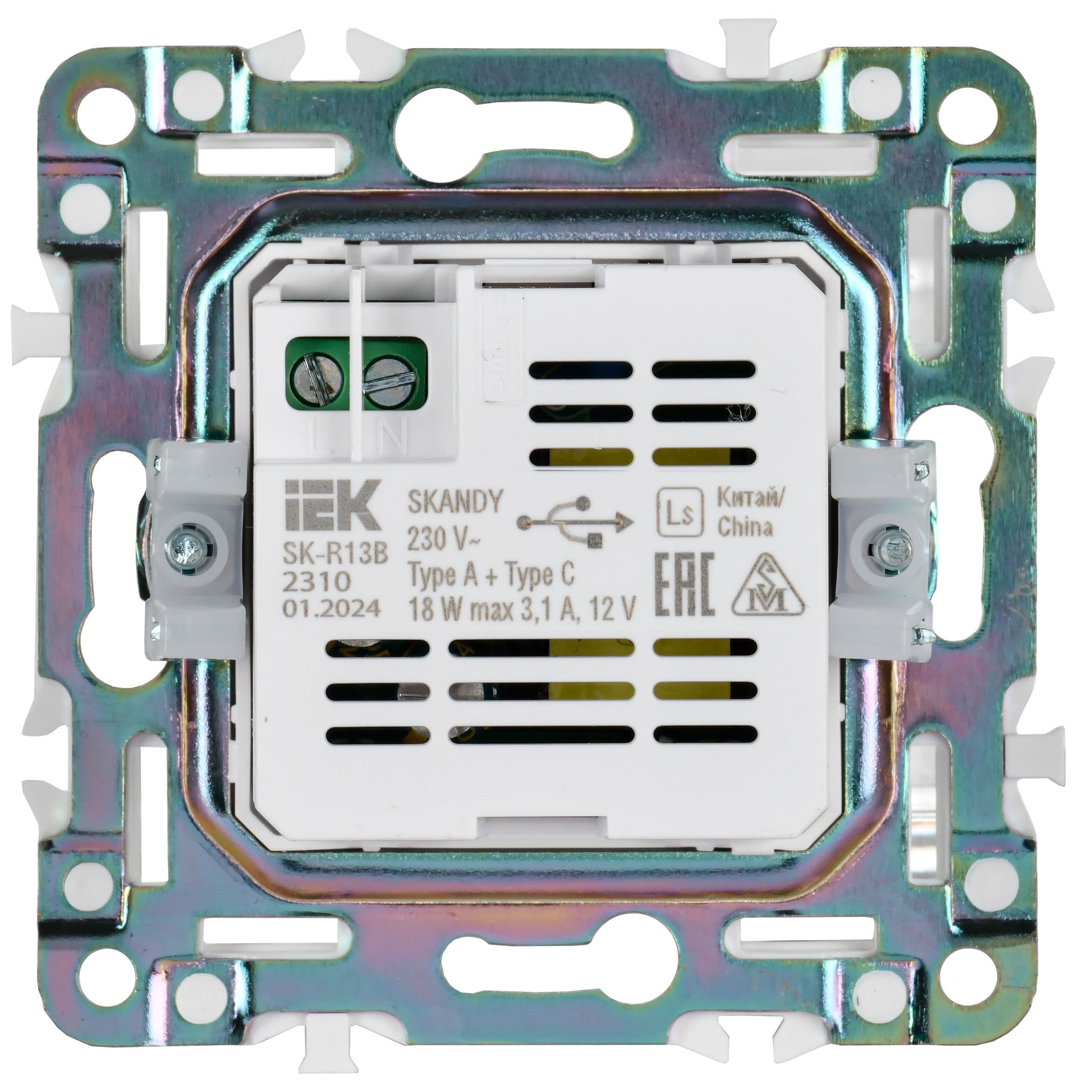 IEK SKANDY Графит Розетка USB A+C 18Вт SK-R13G — миниатюра 5