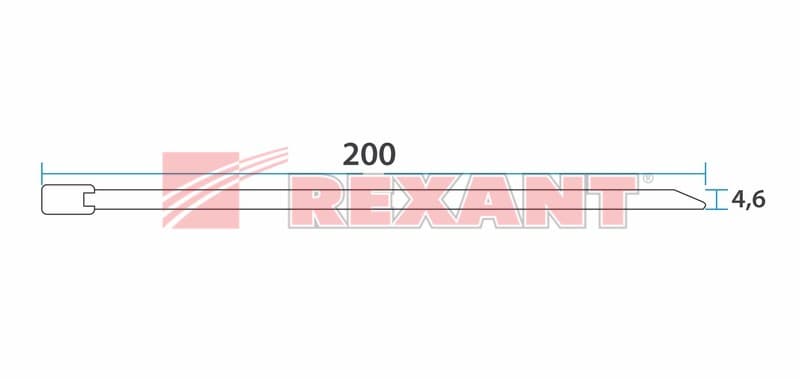 Хомут стальной 200 x 4,6 мм 50 шт Rexant 07-0208 — миниатюра 2