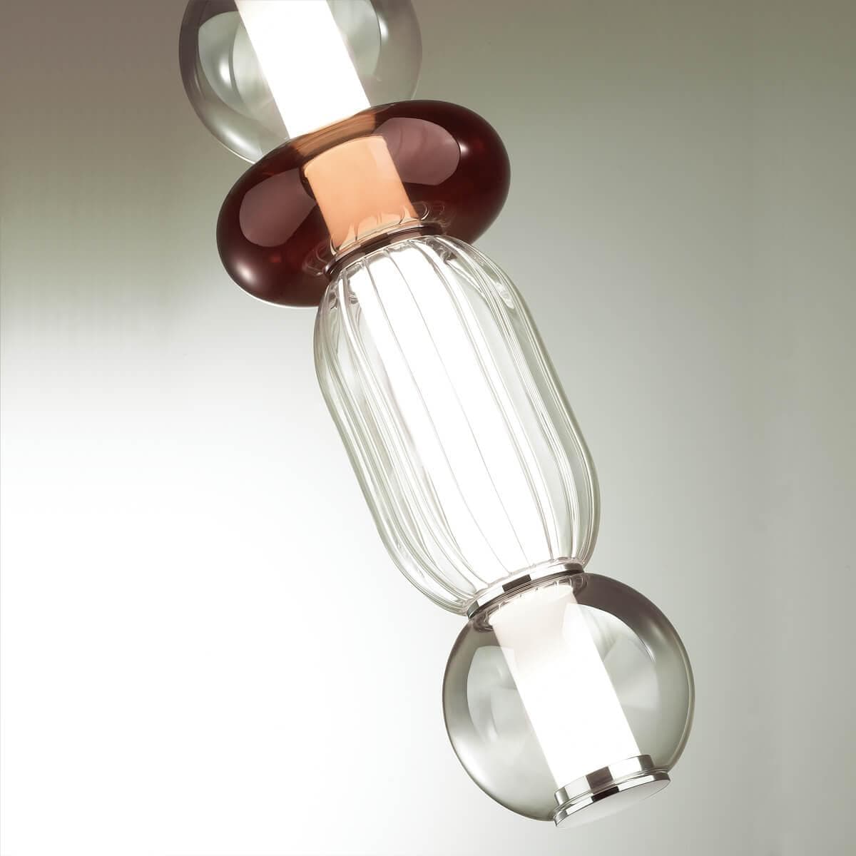 Odeon Light 4826/18L PENDANT ODL21 007 Хром/дымчатый/бордо/прозрачный Подвес LED 18W BEANS — миниатюра 4