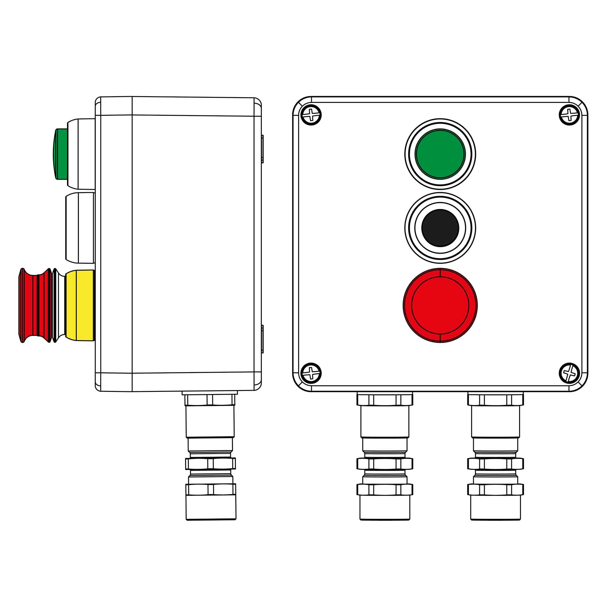 DKC Взрывозащищенный пост управления из полиэстера CPE-P-03-(1xLR(250)-P1G(11)-1xP3E(11))-2xKA2MHK(C)1Ex d e IIC Т5 Gb / Ex tb IIIC T95°C Db IP66/КЗ