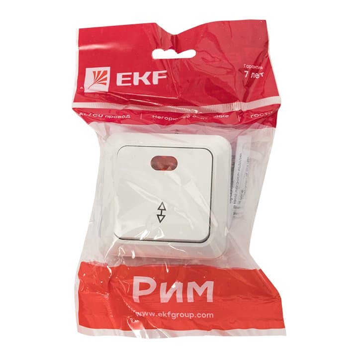 EKF PROxima Рим Выключатель проходной 1-клавишный с индикатором 10А белый — миниатюра 3
