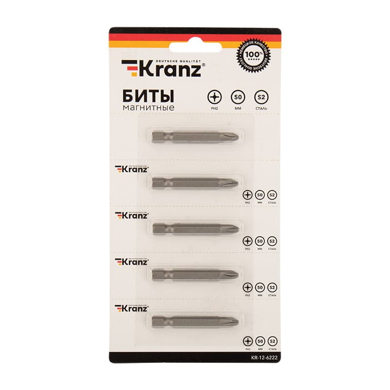 Kranz Бита PH 2x50 мм для шуруповерта сталь S2 5 шт. (лента) KR-12-6222 — миниатюра 2