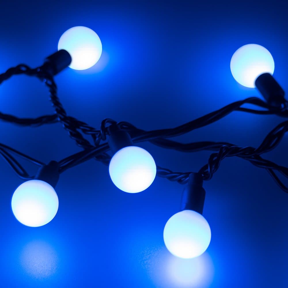 Arlight Светодиодная гирлянда ARD-BALL-CLASSIC-D23-10000-BLACK-80LED BLUE (230V, 3.5W) (Ardecoled, IP65) 025600