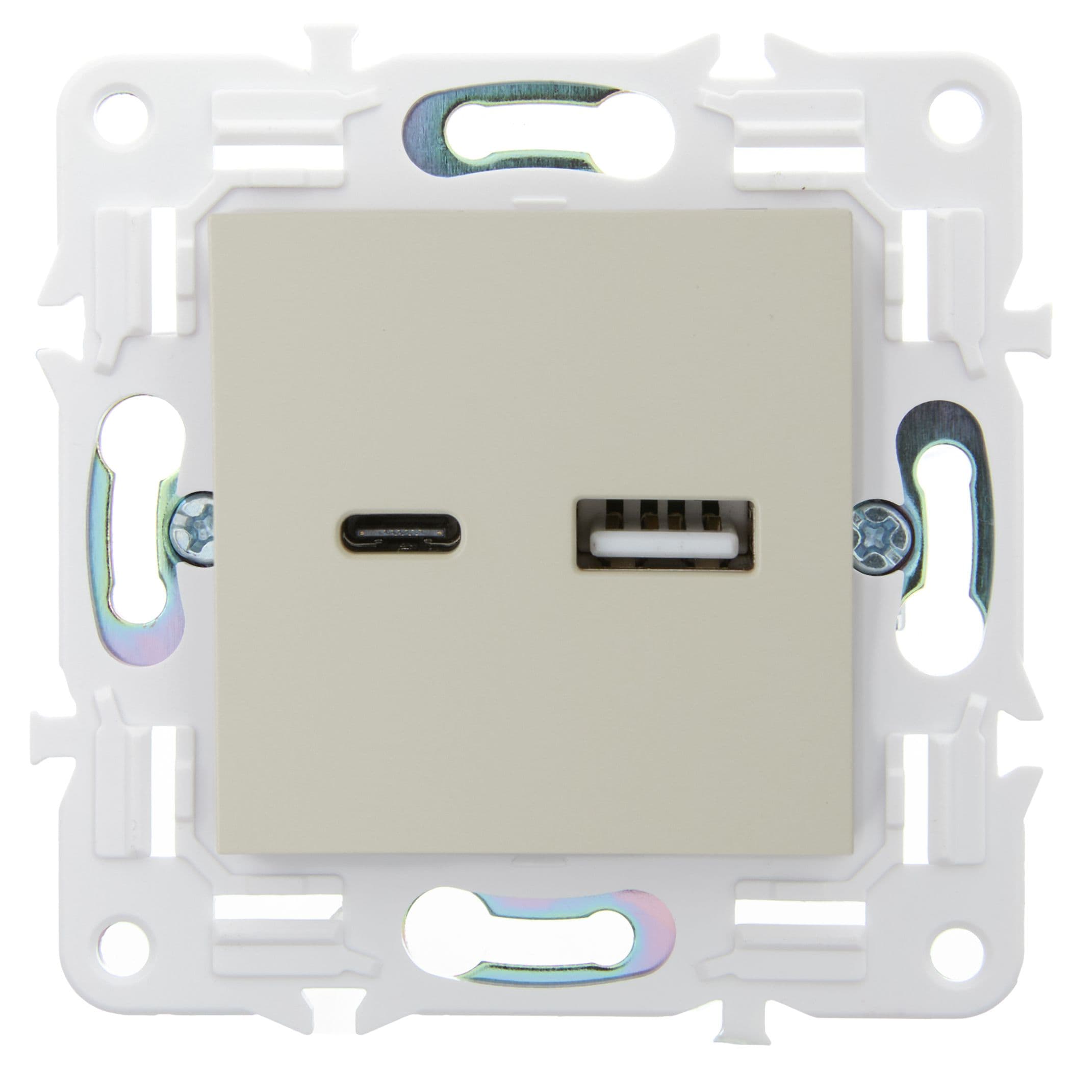 IEK SKANDY Бежевый Розетка USB A+C 3,1А SK-R14B — миниатюра 2