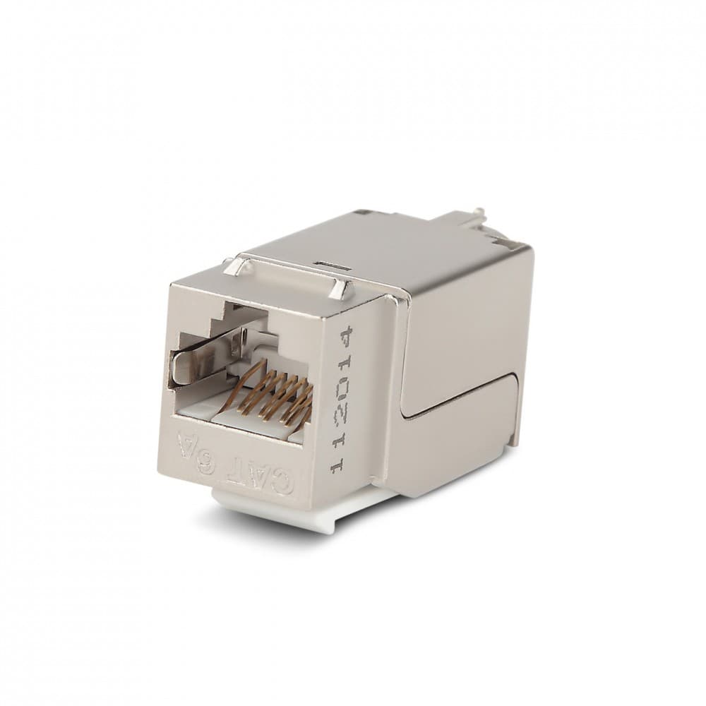 Hyperline KJNE-8P8C-C6A-90-SH-F-WH Вставка Keystone Jack RJ-45(8P8C), категория 6A, экранированная, 110 IDC, заделка с помощью NE-TOOL, белая 46629