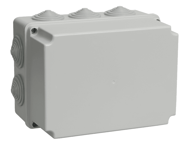 IEK Коробка КМ41246 распаячная для о/п 190х140х120 мм IP55 (RAL7035, 10 гермовводов) — миниатюра 2