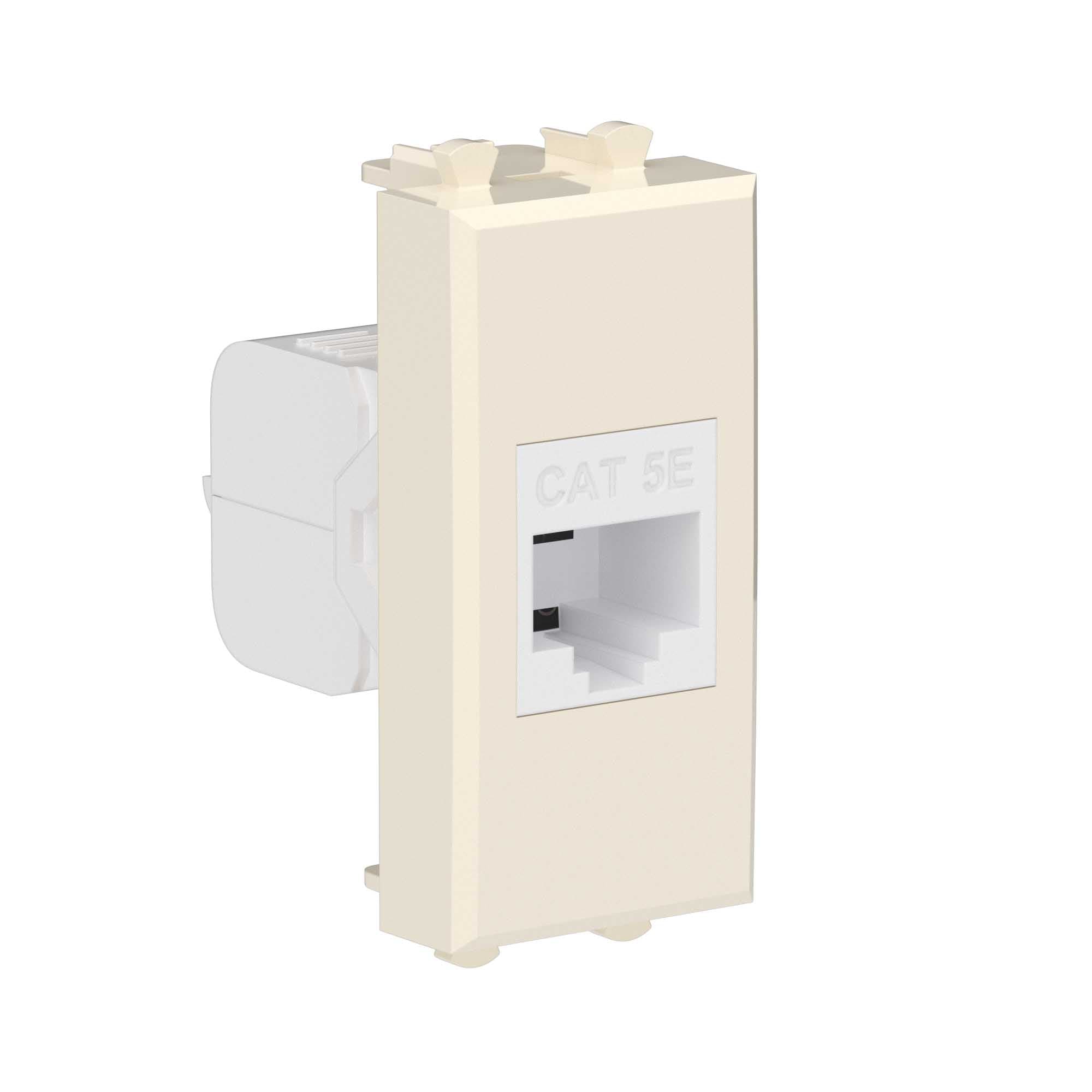 DKC Компьютерная розетка RJ-45 без шторки модульная, кат.5е, "Avanti", "Ванильная дымка", 1 модуль — миниатюра 2