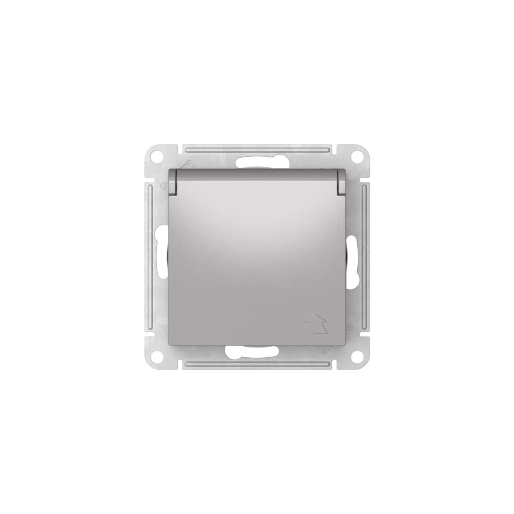 Systeme Electric AtlasDesign Алюминий Розетка с заземл. со шторк. с крышкой, 16А,IP20, мех., быстрозажим. клем. — миниатюра 3