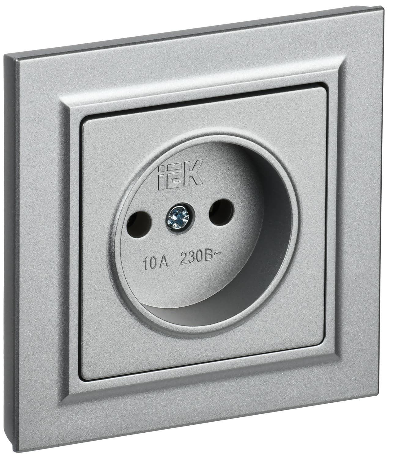 IEK BRITE BASE Алюминий Розетка без з/к/ш 10А в сб. РСР10-1-0-БрА
